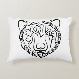 Black and White Tribal Bear Accent Pillow