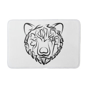 Black and White Tribal Bear Bath Mat