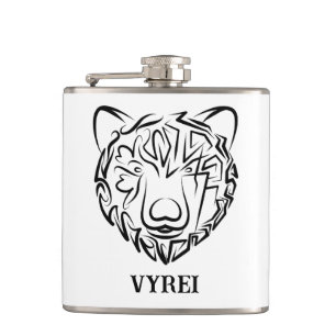 Black and White Tribal Bear Hip Flask