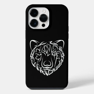 Black and White Tribal Bear iPhone 14 Pro Max Case