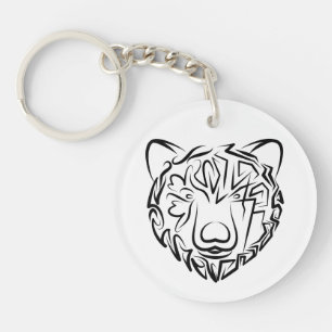 Black and White Tribal Bear Keychain