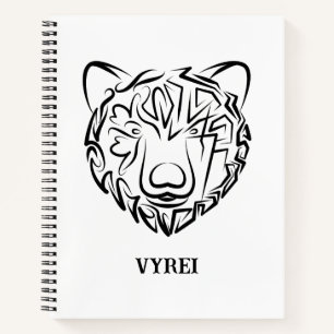 Black and White Tribal Bear Notebook
