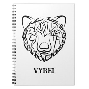 Black and White Tribal Bear Notebook