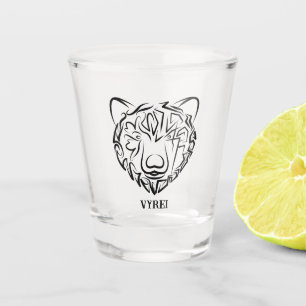 Black and White Tribal Bear Shot Glass