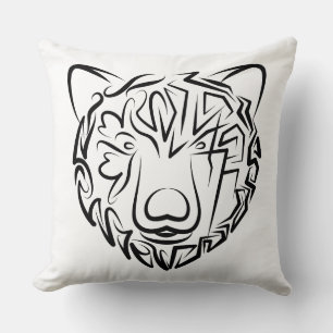 Black and White Tribal Bear Throw Pillow