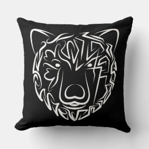 Black and White Tribal Bear Throw Pillow