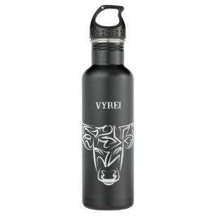Black and White Tribal Bull / Ox 710 Ml Water Bottle
