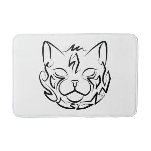 Black and White Tribal Cat Bath Mat