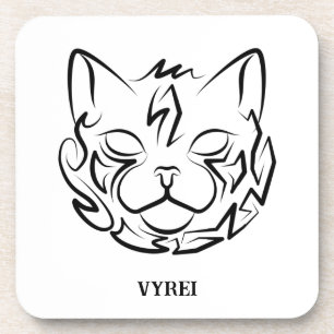 Black and White Tribal Cat Coaster