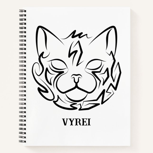 Black and White Tribal Cat Notebook (Front)