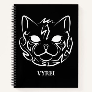 Black and White Tribal Cat Notebook