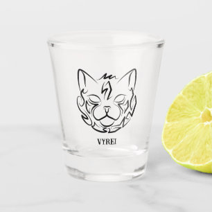 Black and White Tribal Cat Shot Glass