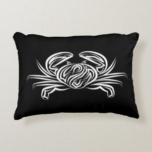 Black and White Tribal Crab Accent Pillow