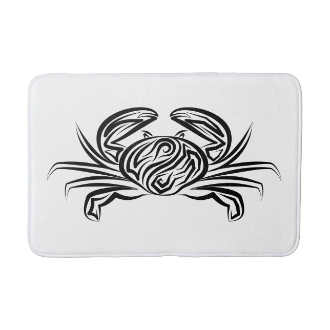 Black and White Tribal Crab Bath Mat (Front)