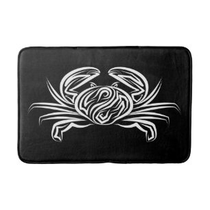 Black and White Tribal Crab Bath Mat