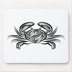 Black and White Tribal Crab Mouse Pad