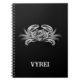 Black and White Tribal Crab Notebook
