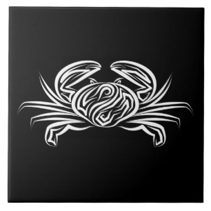 Black and White Tribal Crab Tile