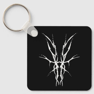 Black and White Tribal Deer Skull Hunting Design Keychain