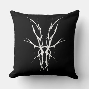 Black and White Tribal Deer Skull Hunting Design Throw Pillow
