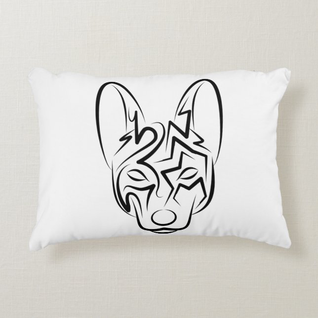 Black and White Tribal Dog Accent Pillow (Front)
