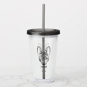 Black and White Tribal Dog Acrylic Tumbler