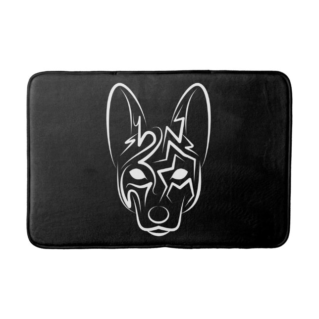 Black and White Tribal Dog Bath Mat (Front)