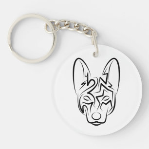 Black and White Tribal Dog Keychain