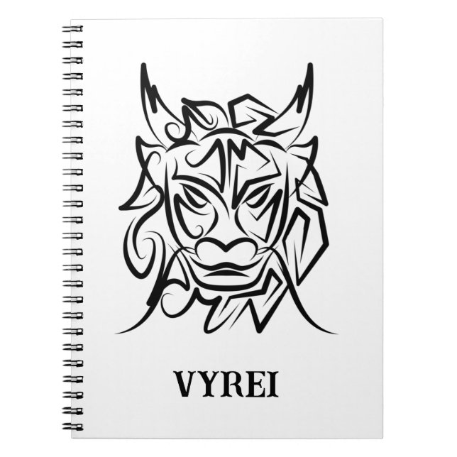 Black and White Tribal Dog Notebook (Front)