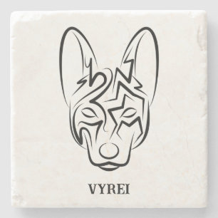 Black and White Tribal Dog Stone Coaster