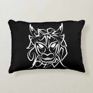 Black and White Tribal Dragon Accent Pillow