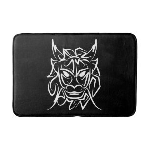 Black and White Tribal Dragon Bath Mat