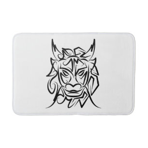 Black and White Tribal Dragon Bath Mat