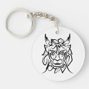 Black and White Tribal Dragon Keychain