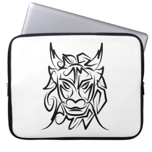 Black and White Tribal Dragon Laptop Sleeve