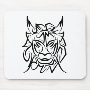 Black and White Tribal Dragon Mouse Pad