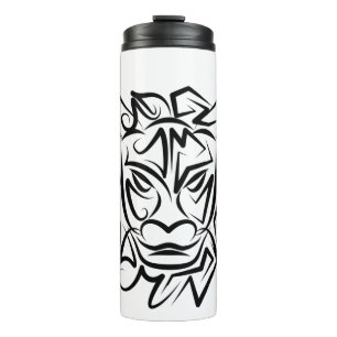 Black and White Tribal Dragon Thermal Tumbler