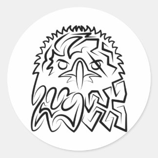 Black and White Tribal Eagle Classic Round Sticker