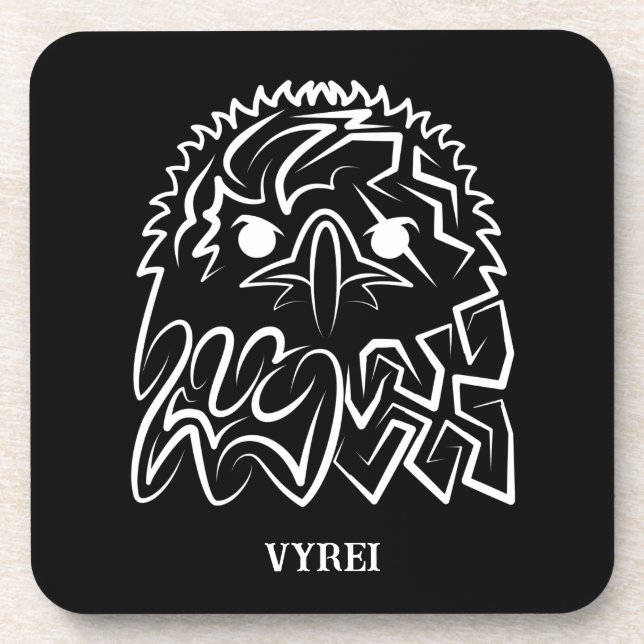 Black and White Tribal Eagle Coaster (Front)