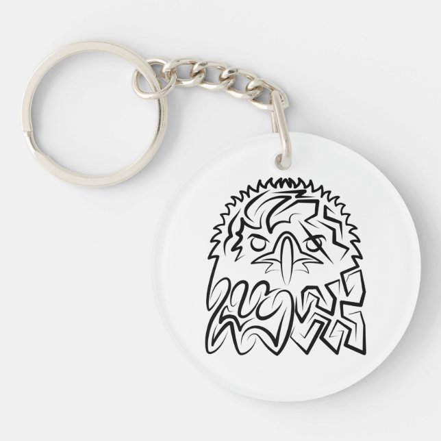 Black and White Tribal Eagle Keychain (Front)