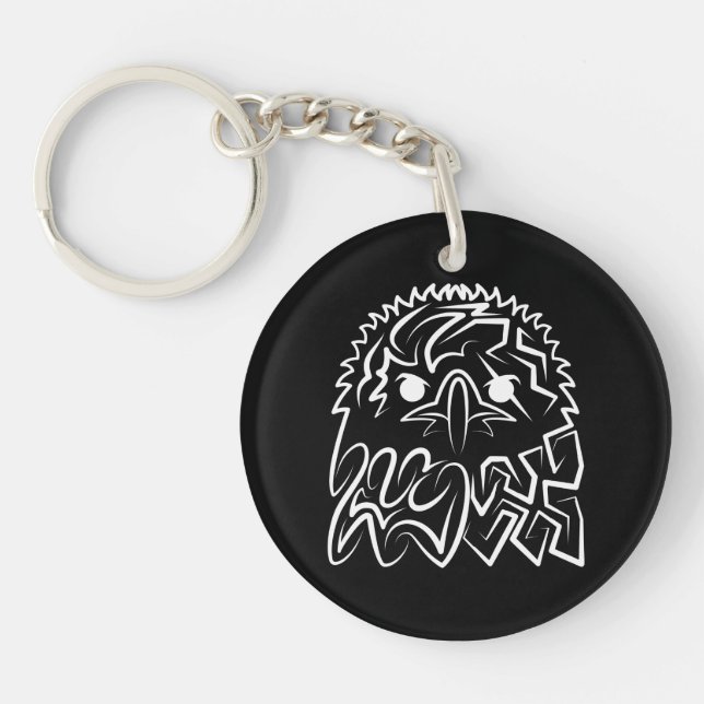 Black and White Tribal Eagle Keychain (Front)