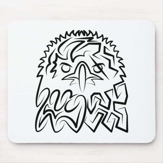 Black and White Tribal Eagle Mouse Pad (Front)