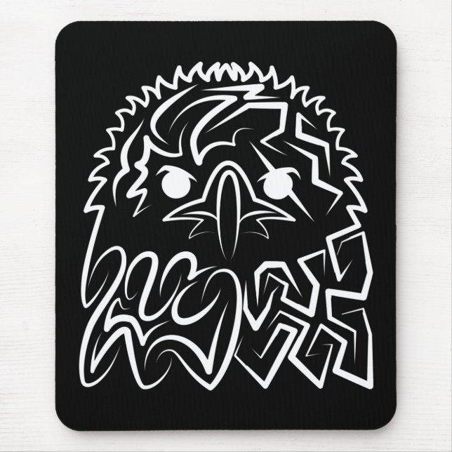 Black and White Tribal Eagle Mouse Pad (Front)