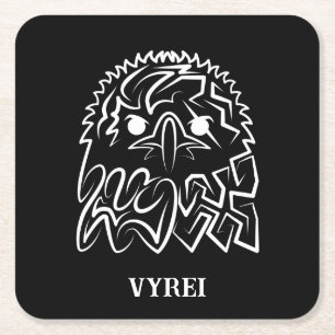 Black and White Tribal Eagle Square Paper Coaster