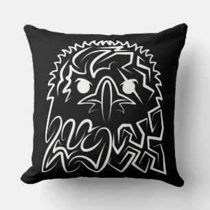 Black and White Tribal Eagle Throw Pillow