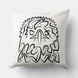 Black and White Tribal Eagle Throw Pillow