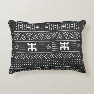Black and white tribal ethnic pattern with geometr accent pillow