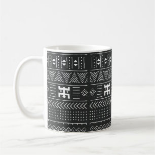 Black and white tribal ethnic pattern with geometr coffee mug