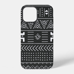 Black and white tribal ethnic pattern with geometr iPhone 12 case