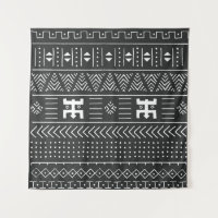 Black and white tribal ethnic pattern with geometr